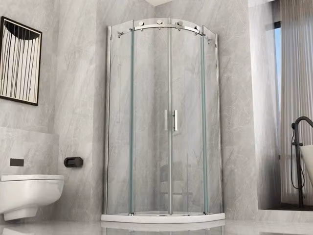 Box doccia semicircolare scorrevole cristallo 8mm trasparente Fluida 90x90 cm