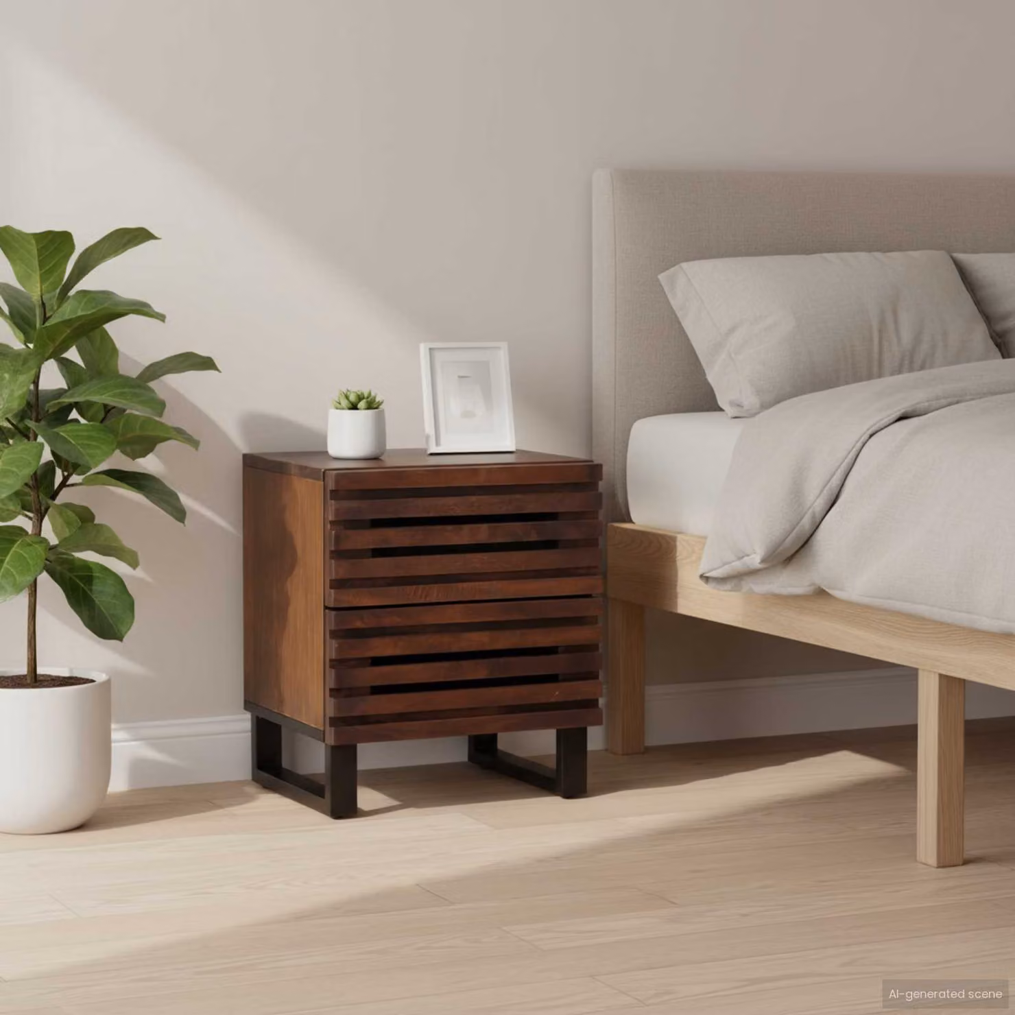 Set di 2 comodini vidaXL in legno di mango marrone stile industrial L 40 cm x P 34 cm x H 46 cm