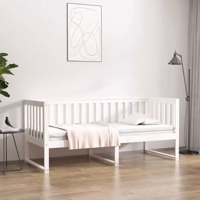 Dormeuse senza Materasso-Divano Letto-Struttura Letto Bianca 80x200 cm Legno Massello Pino 739398