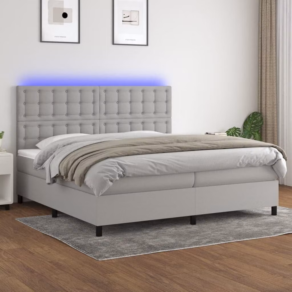 Maison Exclusive - Letto a Molle Materasso e LED Grigio Chiaro 200x200 cm Tessuto