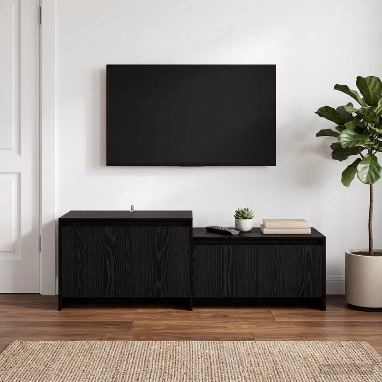 Mobile TV vidaXL moderno in legno ingegnerizzato color rovere nero L/P/H: 147 x 35 x 50 cm