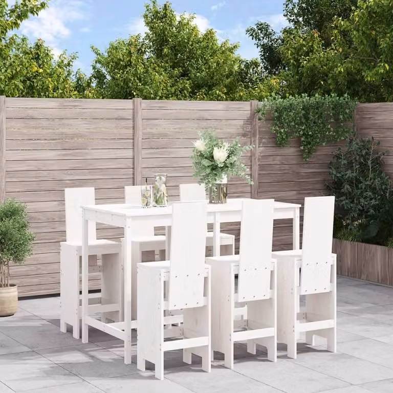 Maison Exclusive - Set Bar da Giardino 7 pz Bianco in Legno Massello di Pino