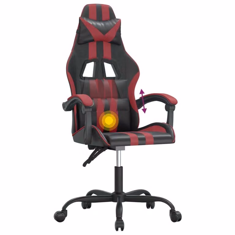 Sedia da Gaming Girevole Nero e Rosso Vino in Pelle finta