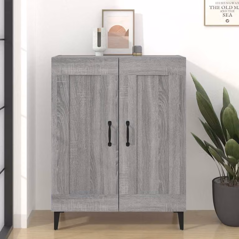 Credenza vidaXL in legno multistrato Grigio Sonoma, sospesa, L: 69,5 cm, P: 34 cm, H: 90 cm