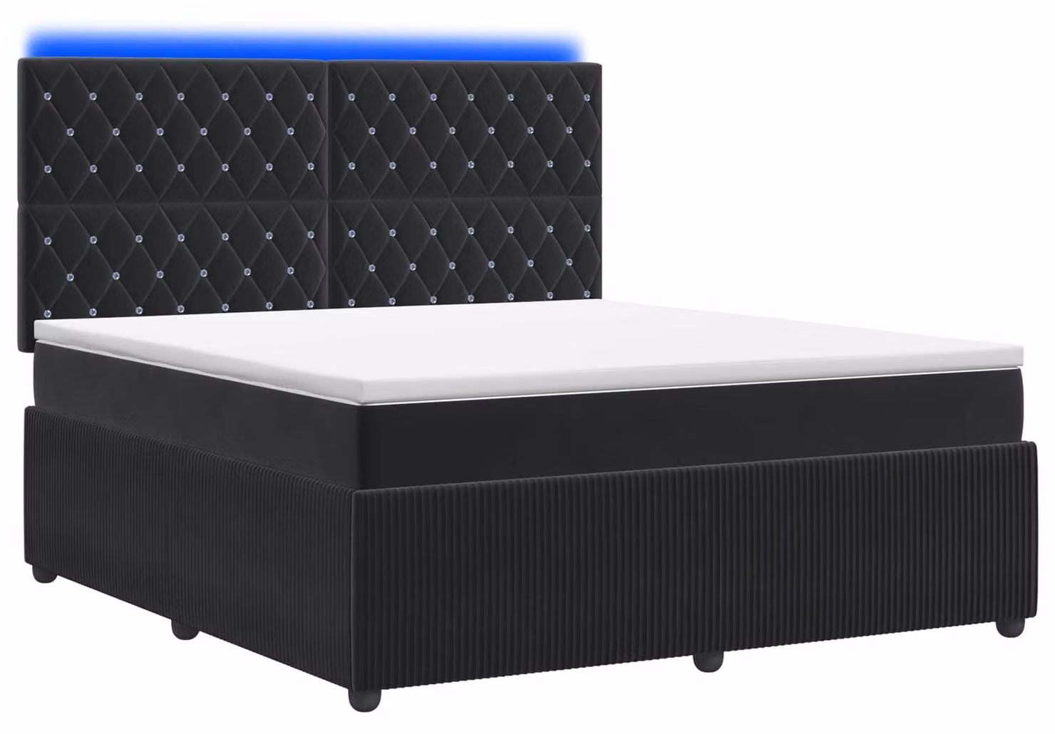 Letto a molle LED con materasso nero 140 x 190 cm in velluto