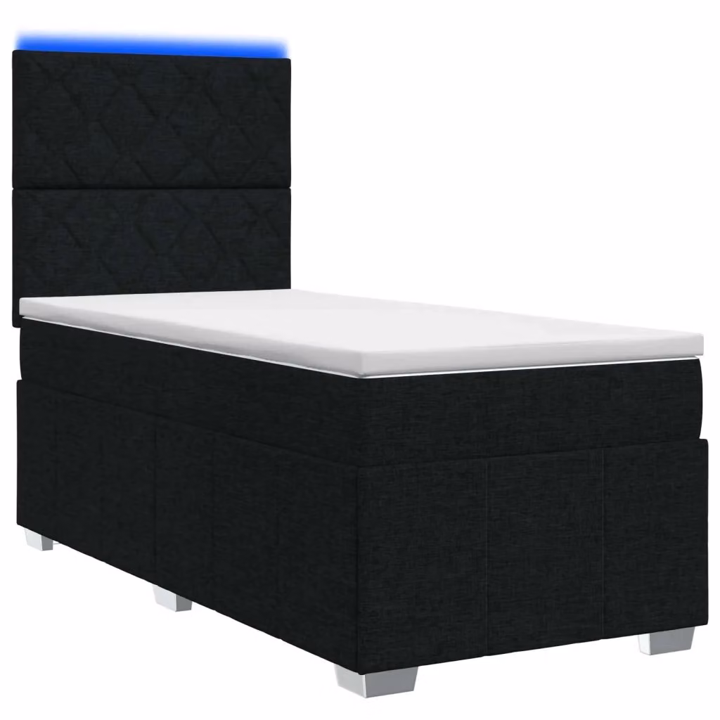 Letto Box Spring vidaXL con Materasso a Molle Pocket e Illuminazione LED, Colore Nero, L/P: 90 x 200 cm – 2