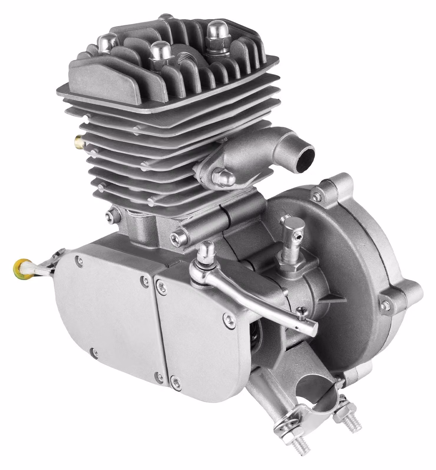 Kit motore per bicicletta - Motore a benzina a 2 tempi da 80 cc - Accensione CDI - Velocità massima di 40 km/h - Adatto a biciclette con dimensioni del telaio da 66 a 71 cm - Serbatoio del carburante da 2 litri - Colore: nero e argento