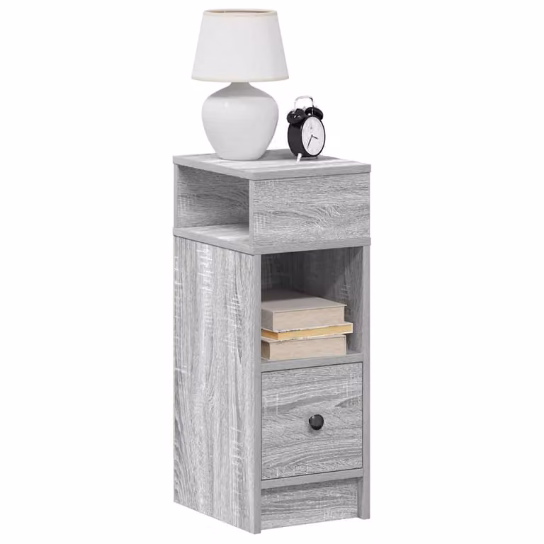 Comodino con Cassetto vidaXL Grigio Sonoma Moderno L: 25 cm, P: 31 cm, H: 66 cm