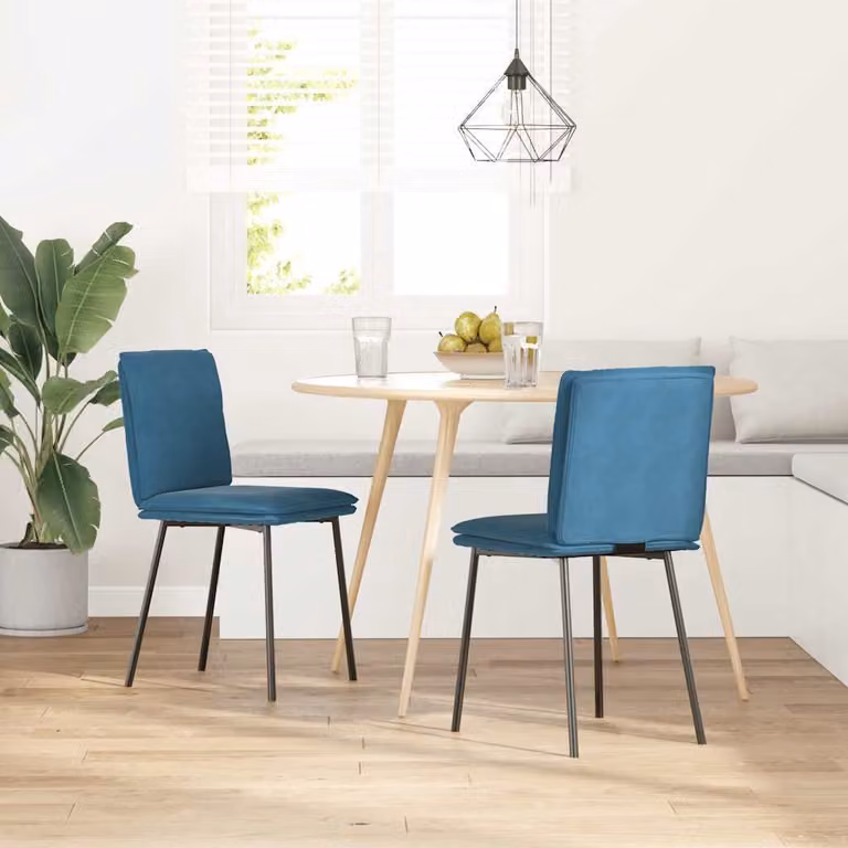 Sedie da Pranzo 2 pz Blu in Velluto
