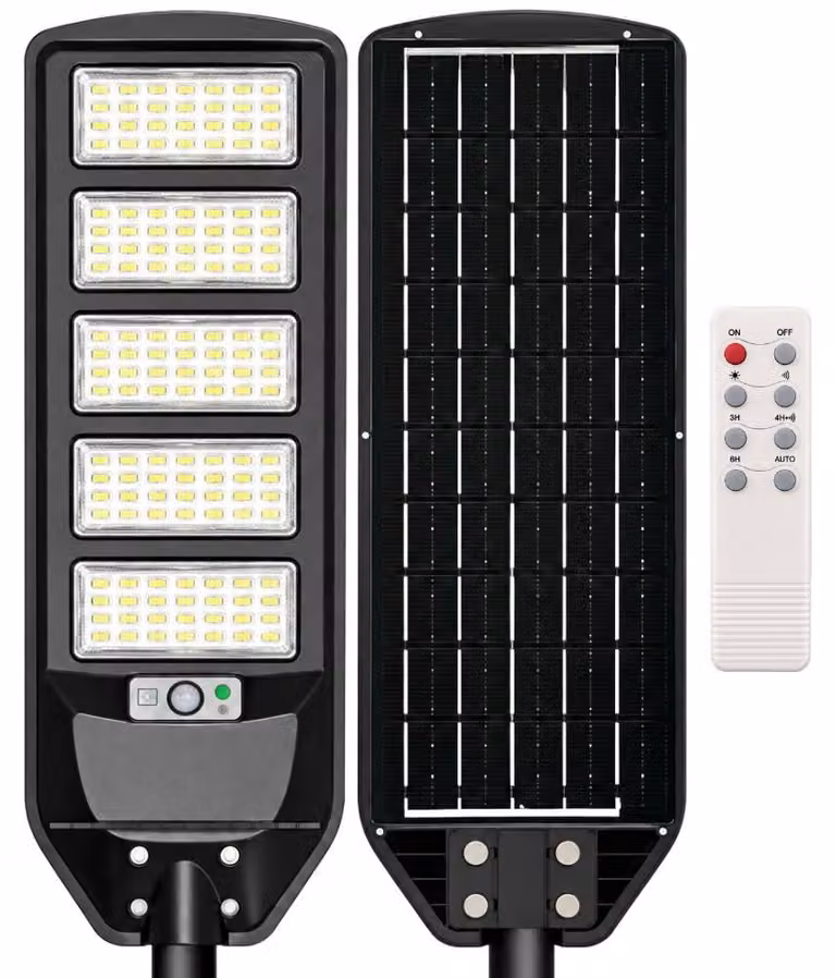 Optonica Lampada a LED stradale solare IP65 telecomando 20W Luce fredda 6000K Batteria 18Ah Plastica PIR