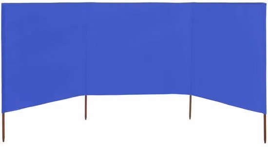 Paravento da spiaggia - 400 x 120 cm - 3 pannelli - Blu - Pieghevole, con pali in legno inclusi