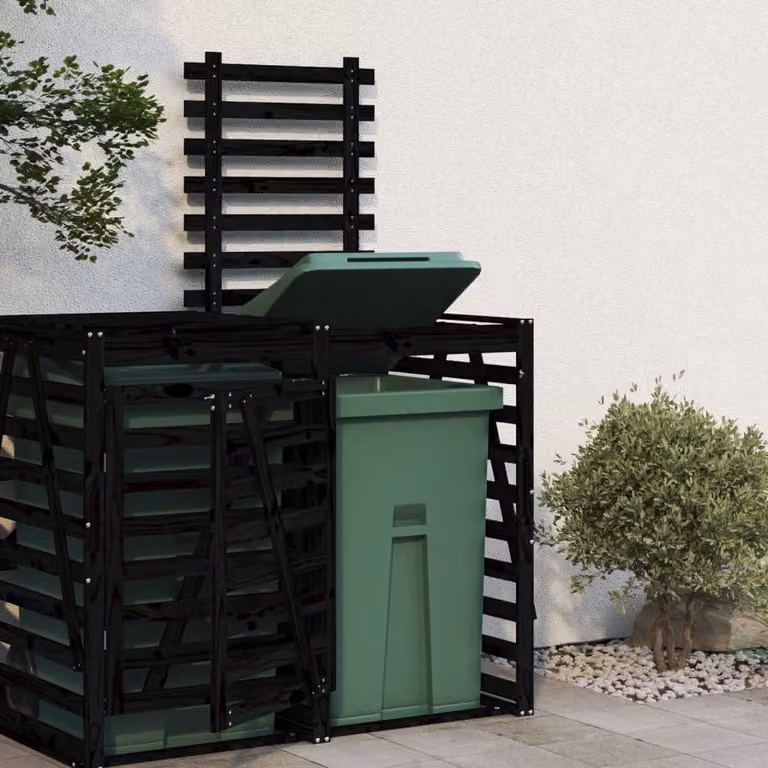 vidaXL Estensione Copribidone in Legno Massello di Pino, Nero