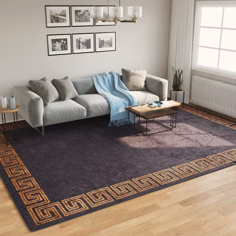 Tappeto lavabile moderno vidaXL in poliestere nero e oro L: 400 cm, P: 300 cm