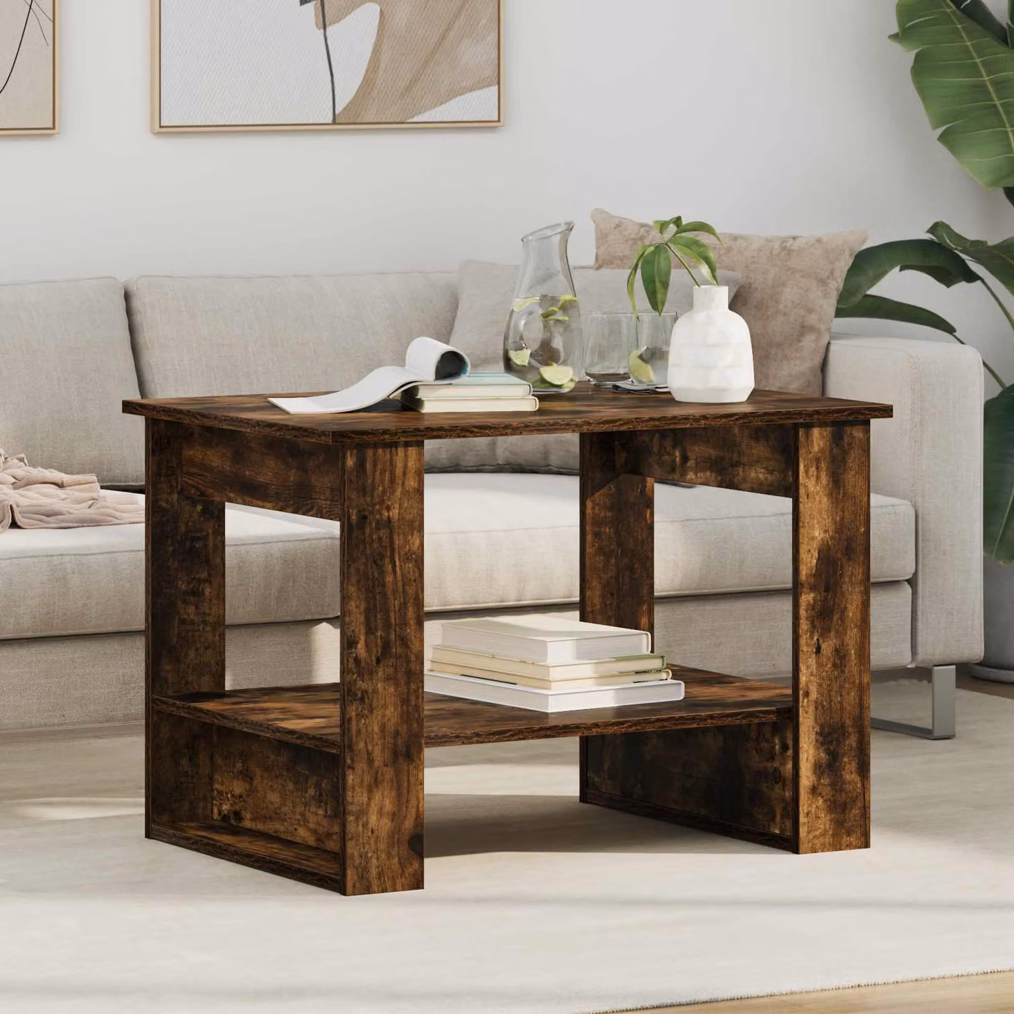 Tavolino da salotto moderno vidaXL in rovere color marrone L 72 cm x P 50 cm x H 50 cm
