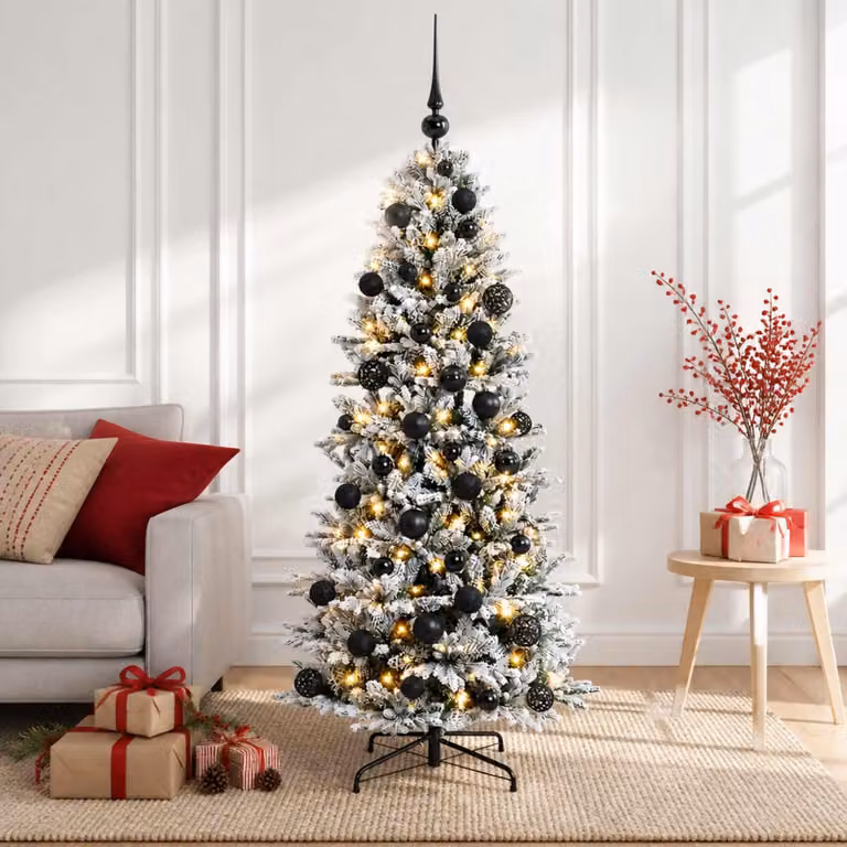 Albero di Natale artificiale con decorazioni natalizie, altezza 150 cm, 150 luci LED