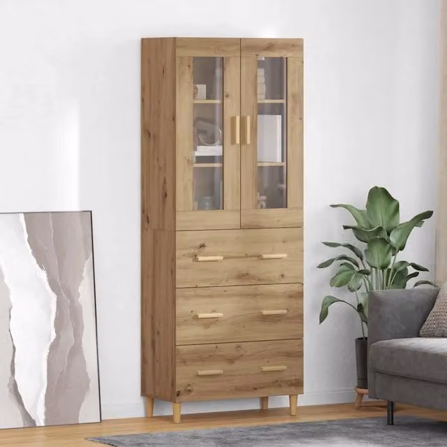 Credenza con Cassetto-Buffet-Armadio da cucina Rovere artigianale 69,5 x 34 x 180 cm 842535