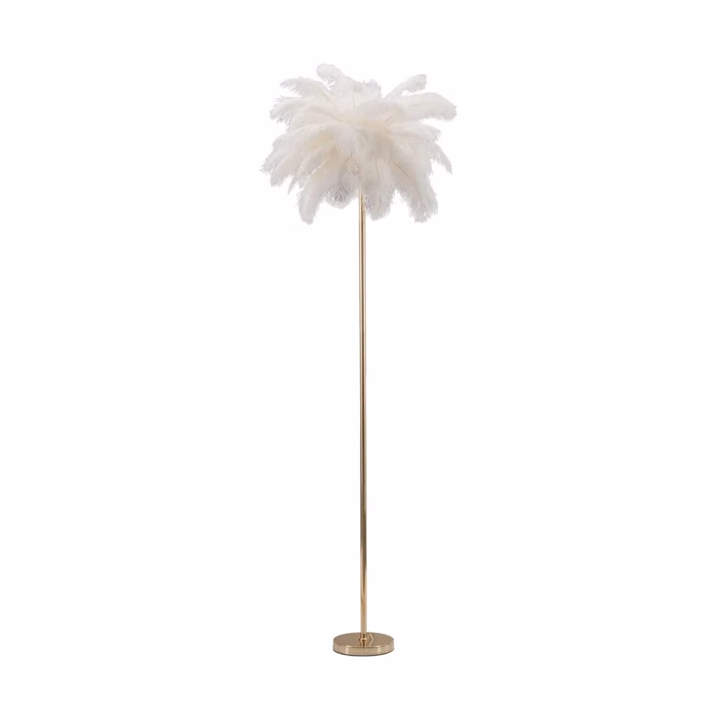 Lampada da terra Bakamo in metallo e plastica, colore bianco e oro, con 3 lampadine E14 – 2