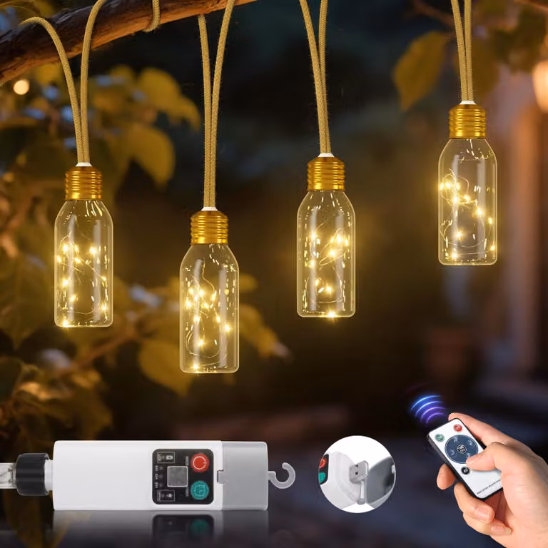 Catena luminosa a LED, 6 metri, alimentazione USB, con telecomando, timer, grado di protezione IP65, 10 lampadine