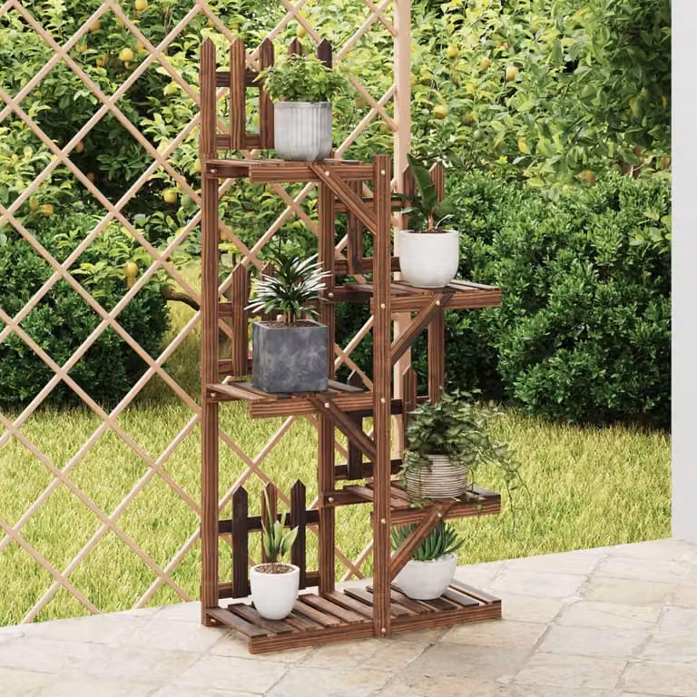 vidaXL Portafiori in Legno di Abete Massello Marrone L: 60 cm, P: 25 cm, H: 130 cm