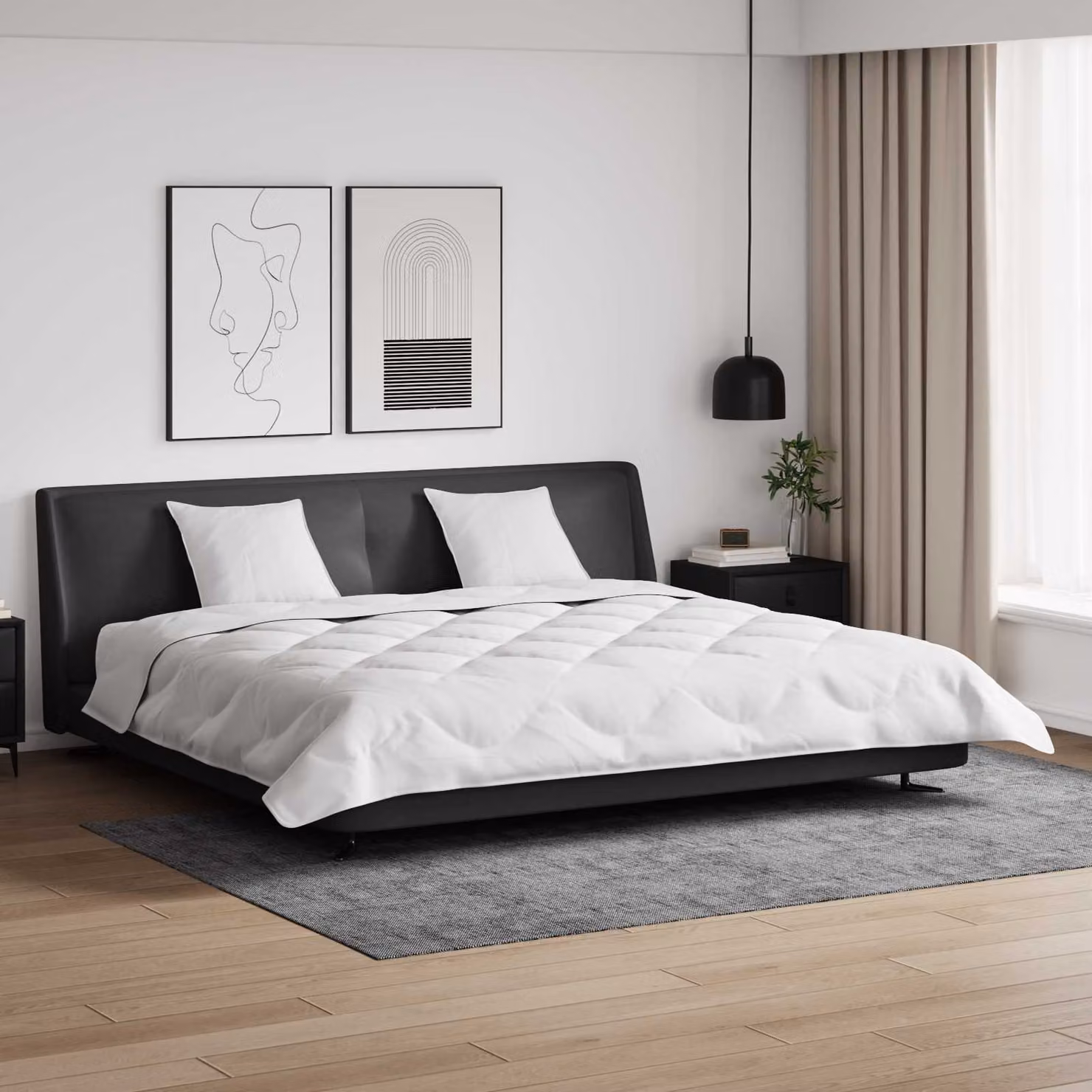 Set di piumone invernale e 3 cuscini vidaXL in microfibra bianca, L: 240 cm x P: 220 cm