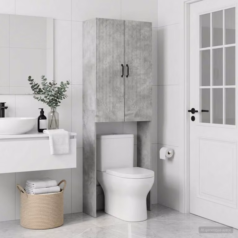 Mobile Bagno vidaXL HOORN Grigio Cemento e Nero, L: 66 cm, P: 25,5 cm, H: 190 cm