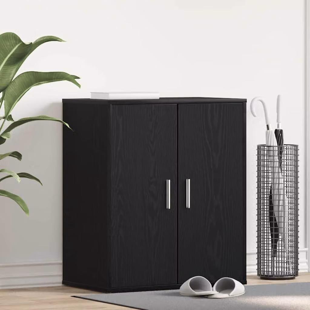 Mobile porta scarpe moderno vidaXL in legno nero e argento L: 60 cm, P: 35 cm, H: 70 cm