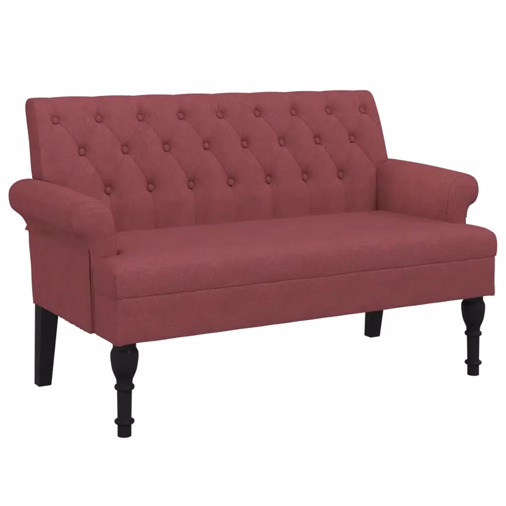 Panca con schienale VIDAXL in tessuto rosso vino, L 120 x P 62 x H 75,5 cm – 2
