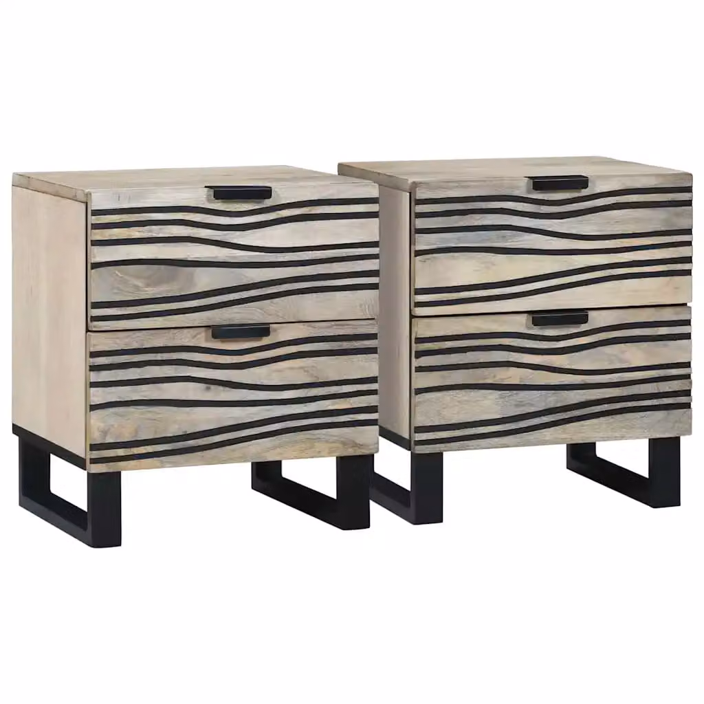 Set di 2 Armadi da Notte vidaXL in Legno Bianco Opaco L: 40 cm, P: 33 cm, H: 46 cm