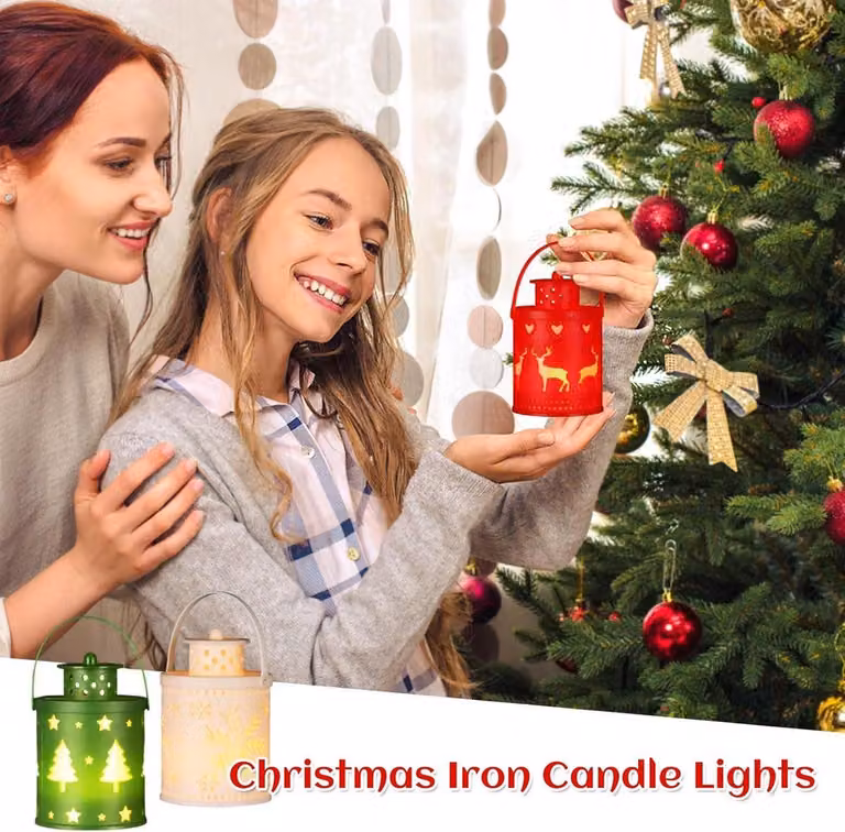 3 lanterne decorative a LED senza fiamma, adatte per Natale, altezza 14 cm, luce calda e bianca, ideali per carnevale, giardino, casa