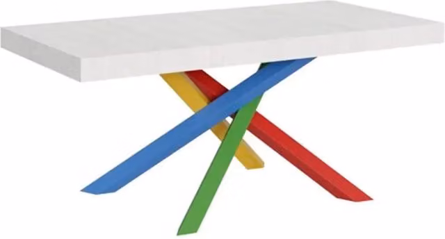 Tavolo allungabile Volantis Itamoby bianco frassino con gambe multicolore L: 200-304 cm, P: 90 cm – 1