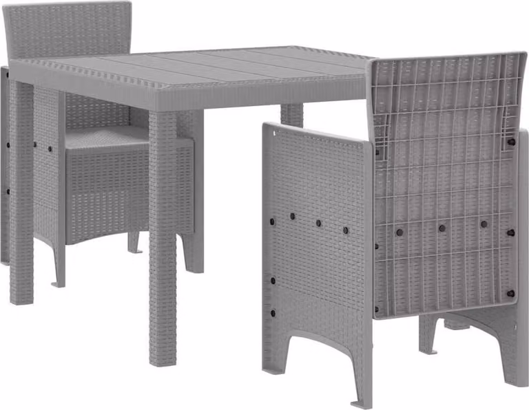 Set da Pranzo per Giardino 3 pcs Grigio chiaro Polipropilene