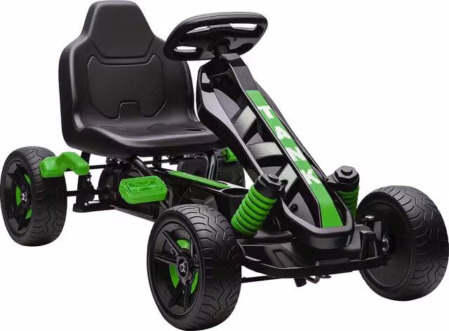Kart a pedali AIYAPLAY per bambini dai 3 ai 6 anni con frizione automatica, freno e ruote in EVA antiscivolanti, colore verde – 1