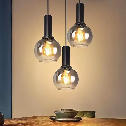 Lampada a sospensione ZMH, tavolo da pranzo, vetro, 3 luci, lampada a sospensione per sala da pranzo, lampada da tavolo, stile retrò, altezza regolabile, lampada a sospensione per camera da letto, bar