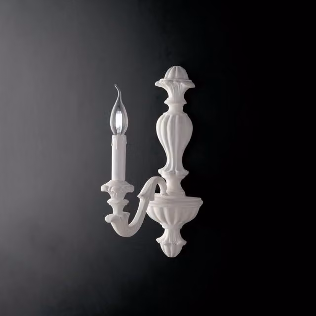 Applique Shabby Chic Leonardo Bonetti Illumina in Legno Bianco con 1 Luce E14