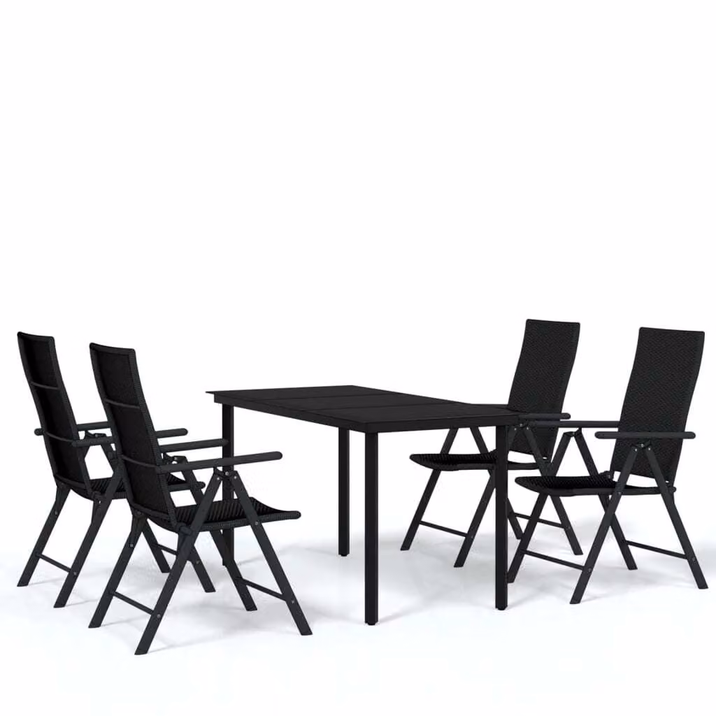 Set da Pranzo da Giardino 5 pz Nero