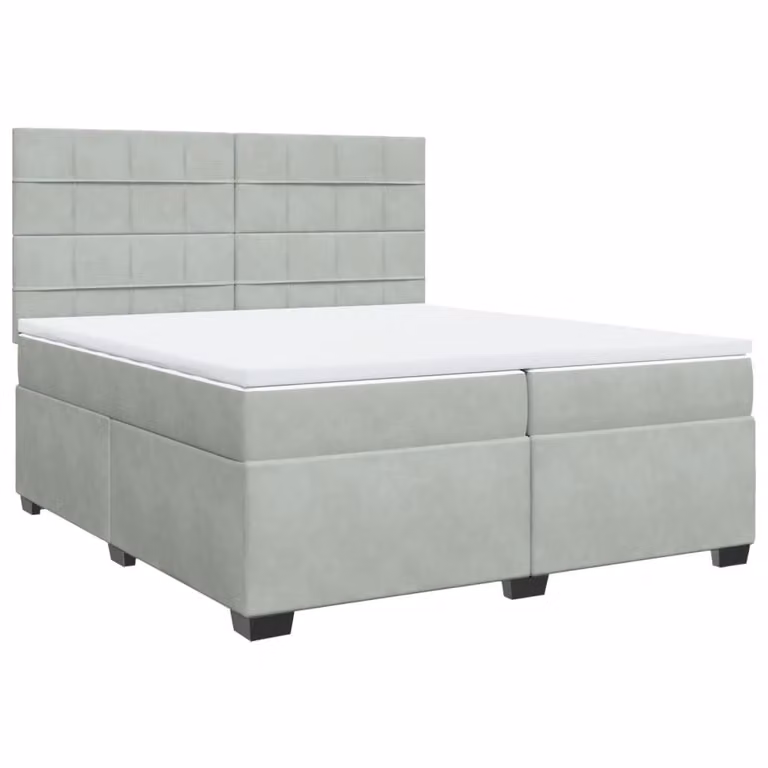 Giroletto a Molle con Materasso Grigio Chiaro 200x200cm Velluto