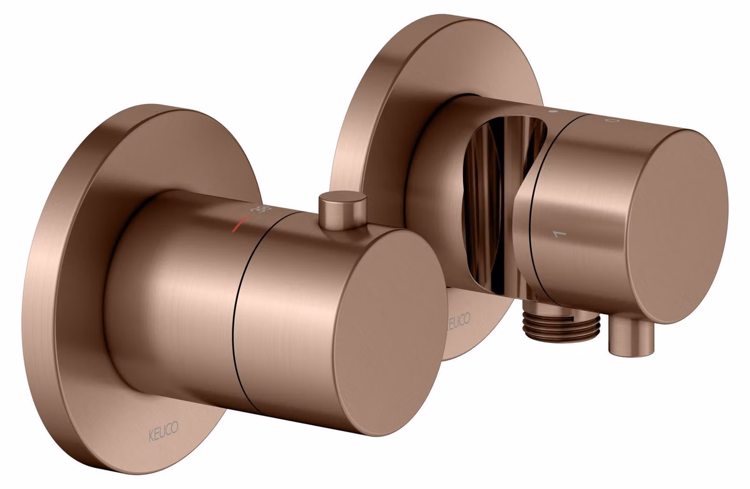 KEUCO EDITION 400 Set de robinetterie thermostatique encastré 2 voies avec raccord de flexible et support de douche, 51553291221, 51553291221