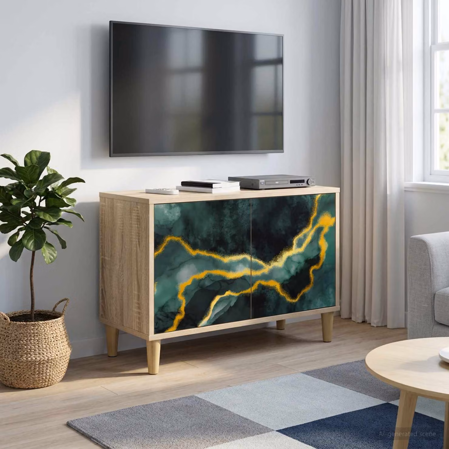 Mobile TV vidaXL WIJHE in legno ingegnerizzato color Sonoma, L 69 cm x P 33 cm x H 50 cm