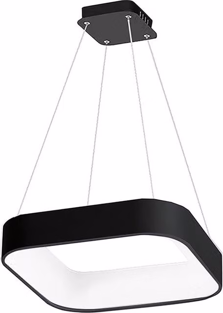 CHOPIN - Sospensione Quadrata a LED 60W, 3000K, Luce Calda, Struttura in Metallo Nero, Diffusore in Metacrilato, IP20 - Rossini Group