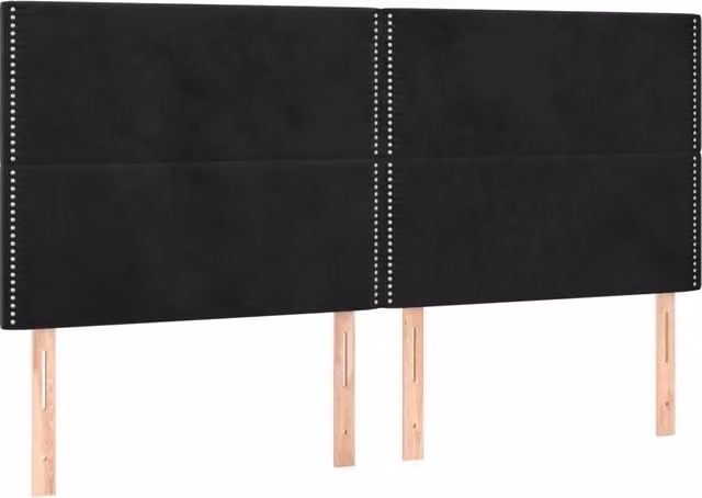 Testiera classica in velluto nero con pannello imbottito L: 200 cm, P: 5 cm, H: 118-128 cm