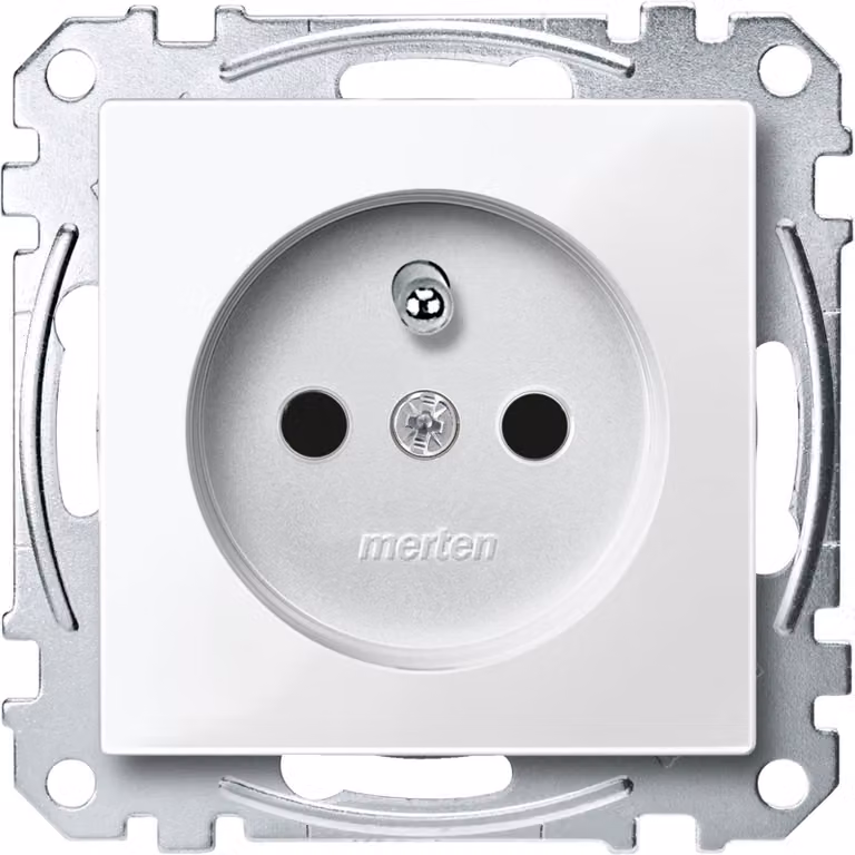 Presa di corrente con pin di protezione, BRS, terminali a innesto, bianco polare lucido, Sistema M