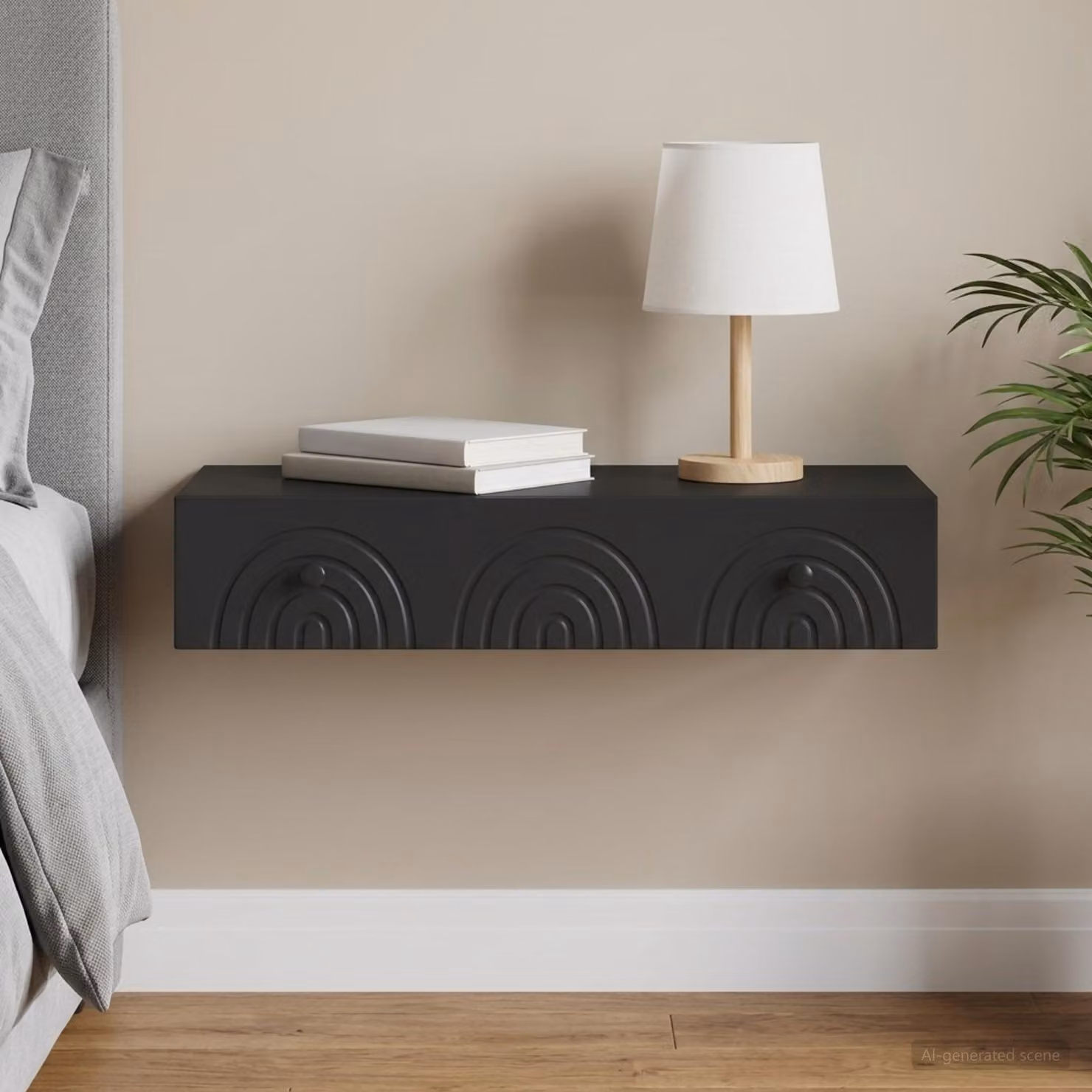 vidaXL Tavolino da Parete Laterale Moderno Nero L: 87,5 cm, P: 34,5 cm, H: 17 cm