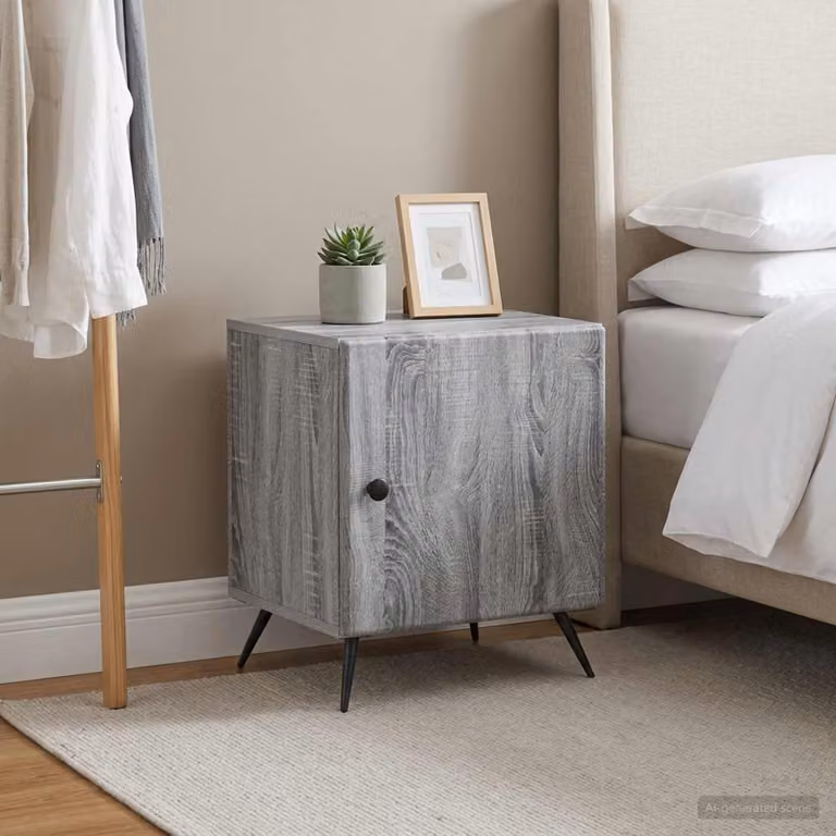 Set di 2 Armadi da Notte vidaXL in Grigio Sonoma, L 43 cm x P 34,5 cm x H 50 cm