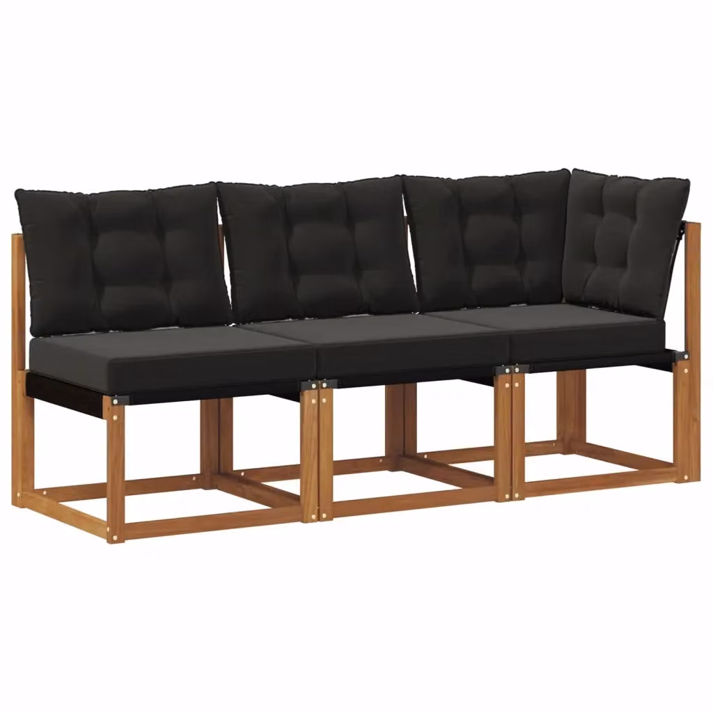 Divano modulare da esterno e angolare a 3 pezzi DESIGN IN in legno di acacia con cuscini beige e nero – 2