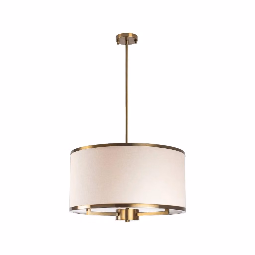 Lampada a sospensione moderna Rovegno in metallo e vetro, bianco e oro/ottone – 2