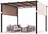 Gazebo Pergola da Giardino COSTWAY con Tetto Retrattile e 2 Coperture Parasole a Rullo, Beige, L/P: 305 x 305 cm, H: 215 cm