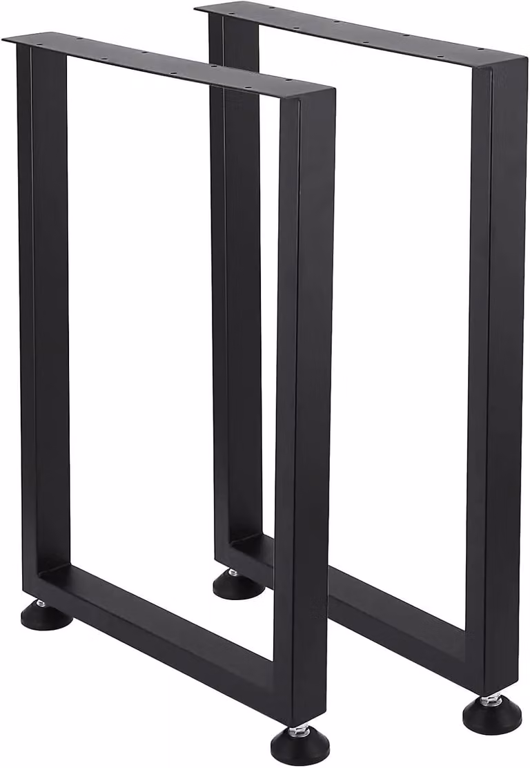 Gambe in metallo, set da 2 - Struttura per tavolo e banco - Design industriale - Forma geometrica moderna - 67,3 x 45 cm - Nero