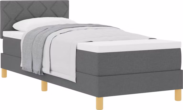 Letto a molle con cuscino Grigio scuro 80 x 200 cm Tessuto