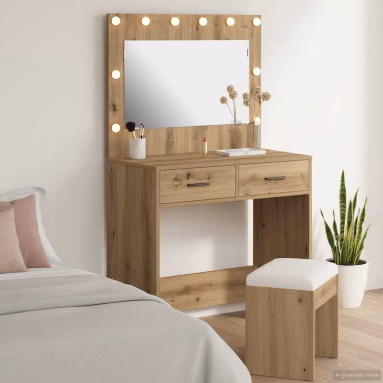 vidaXL Tavolo da Trucco in Rovere Marrone con Design Minimalista L: 78,5 cm, P: 41 cm, H: 135 cm