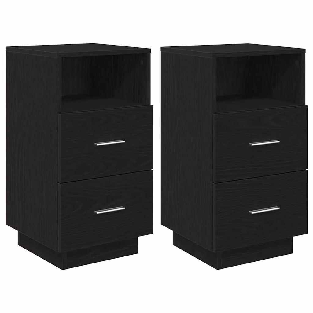 Set di 2 comodini moderni vidaXL neri con 2 cassetti L/P/H: 36 x 36 x 68 cm – 2
